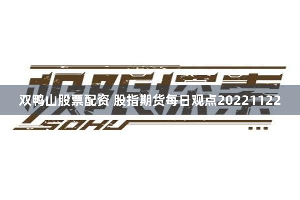 双鸭山股票配资 股指期货每日观点20221122