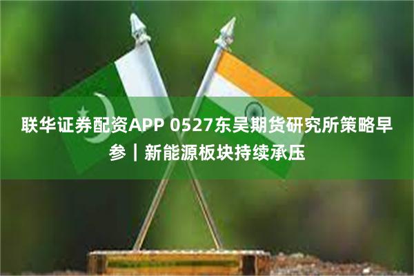 联华证券配资APP 0527东吴期货研究所策略早参｜新能源板块持续承压